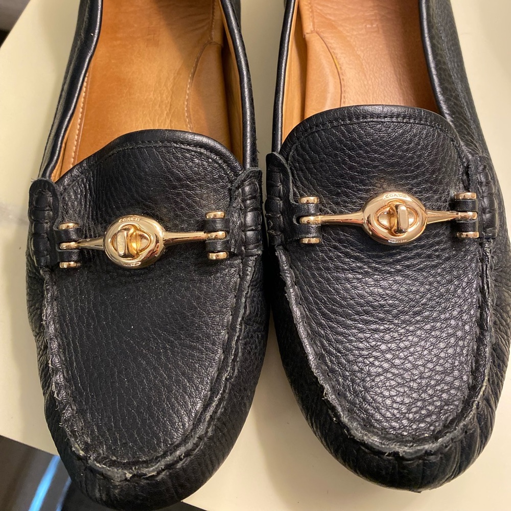 Coach black leather loafers - 8